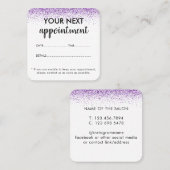 Luxe druppels glitter paarse Salon Afspraakkaart Afsprakenkaartje (Voorkant / Achterkant)