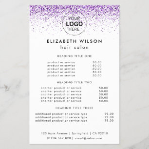 Luxe druppels glitter paarse Salon Flyer