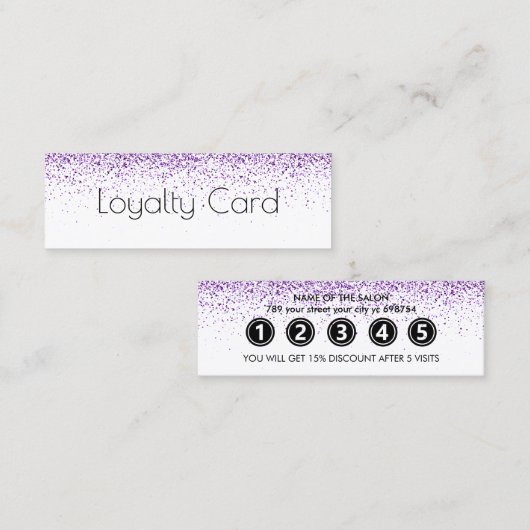 Luxe druppels glitter paarse Salon Klantenkaartje (Voorkant / Achterkant)