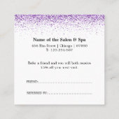 Luxe druppels glitter paarse Salon Korting Kaart (Achterkant)