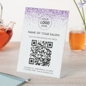 Luxe druppels glitter paarse Salon Pedestal Sign Reclamebord Met Voetstuk (Insitu)