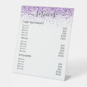 Luxe druppels glitter paarse Salon Pedestal Sign Reclamebord Met Voetstuk (Voorkant)