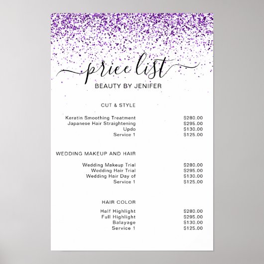 Luxe druppels glitter paarse Salon Poster (Voorkant)