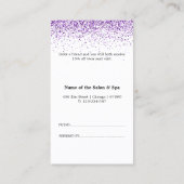 Luxe druppels glitter paarse Salon Referral Kaart (Achterkant)