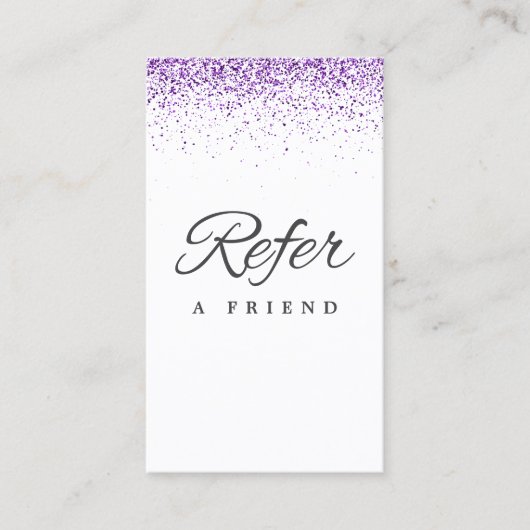 Luxe druppels glitter paarse Salon Referral Kaart (Voorkant)