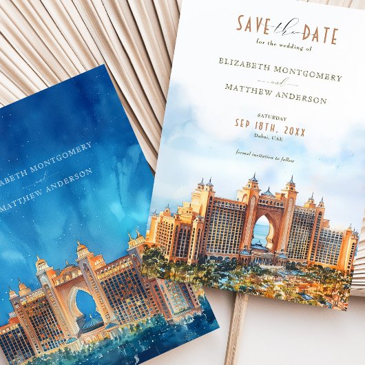 Luxe Dubai Atlantis The Palm Save the Date Kaart