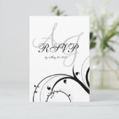 Luxe dubbele monogram trouw-RSVP met krullen RSVP Kaartje (Staand voorkant)