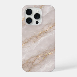 Luxe Duifgrijze Marmer met Witte Aders & Goud iPhone 15 Pro Case
