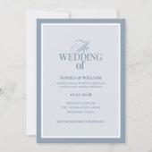 Luxe Dusty Blue with RSVP QR Code | Wedding Kaart (Voorkant)