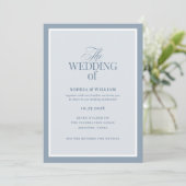 Luxe Dusty Blue with RSVP QR Code | Wedding Kaart (Staand voorkant)