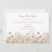 Luxe Dusty Roze Wildflower Wedding Save The Date (Voorkant)