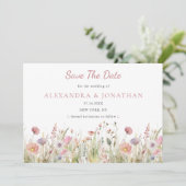 Luxe Dusty Roze Wildflower Wedding Save The Date (Staand voorkant)