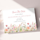 Luxe Dusty Roze Wildflower Wedding Save The Date