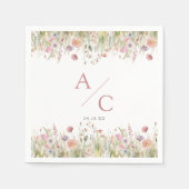 Luxe Dusty Roze Wildflower Wedding Servet (Voorkant)