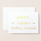 Luxe Echt Goud HAPPY 50E TROUWVERJAARDAG Folie Kaarten (Voorkant met envelop)