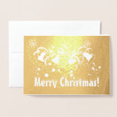 Luxe Echt Goud Vrolijke Kersttypografie Folie Kaarten (Voorkant met envelop)