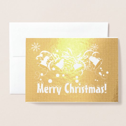 Luxe Echt Goud Vrolijke Kersttypografie Folie Kaarten (Voorkant met envelop)