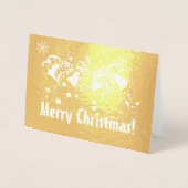 Luxe Echt Goud Vrolijke Kersttypografie Folie Kaarten (Voorkant)