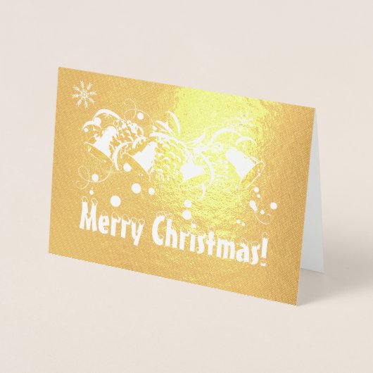 Luxe Echt Goud Vrolijke Kersttypografie Folie Kaarten (Voorkant)