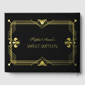 Luxe Echte Folie Goud Zwart Sweet Sixteen Party Gastenboek (Achterkant)