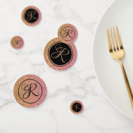 Luxe edelgoud roze glitter monogram confetti