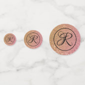 Luxe edelgoud roze glitter monogram confetti (Achterkanten)