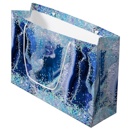 Luxe Edelsteen Marmer Blauwe Glitters Agaat Groot Cadeauzakje (Voorkant Gekanteld)