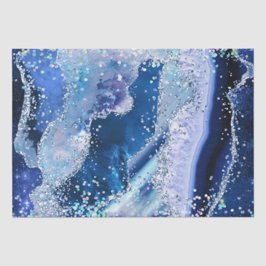 Luxe Edelsteen Marmer Blauwe Glitters Agaat Tissuepapier (Voorkant)