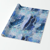 Luxe Edelsteen Marmer Blauwe Glitters Agat Cadeaupapier (Uitgerold)