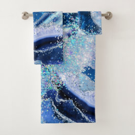 Luxe Edelsteen Marmer Blauwe Glitters Agate Bad Handdoek