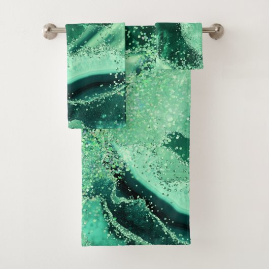 Luxe Edelsteen Marmer Groen Glitters Agaat Bad Handdoek (Insitu)