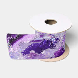 Luxe Edelsteen Marmer Paarse Glitters Agaat Satijnen Lint