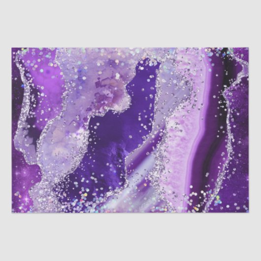 Luxe Edelsteen Marmer Paarse Glitters Agaat Tissuepapier (Voorkant)