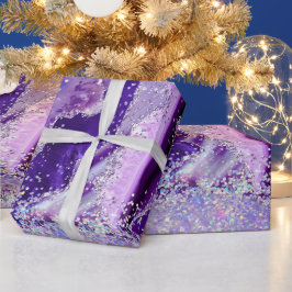 Luxe Edelsteen Marmer Paarse Glitters Agate Cadeaupapier