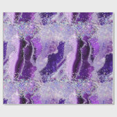 Luxe Edelsteen Marmer Paarse Glitters Agate Cadeaupapier (Vlak)