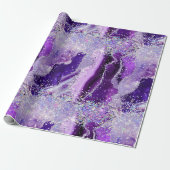 Luxe Edelsteen Marmer Paarse Glitters Agate Cadeaupapier (Uitgerold)