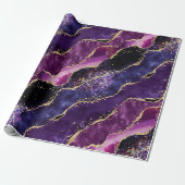 Luxe edelsteen paarse goud glitters agaat cadeaupapier (Uitgerold)