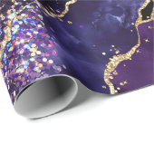 Luxe edelsteen paarse goud glitters agaat cadeaupapier (Rol Hoek)