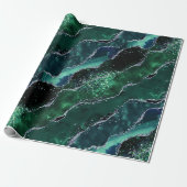 Luxe Edelsteen Smaragd Glitter Agaat Cadeaupapier (Uitgerold)