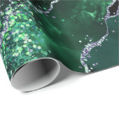 Luxe Edelsteen Smaragd Glitter Agaat Cadeaupapier (Rol Hoek)