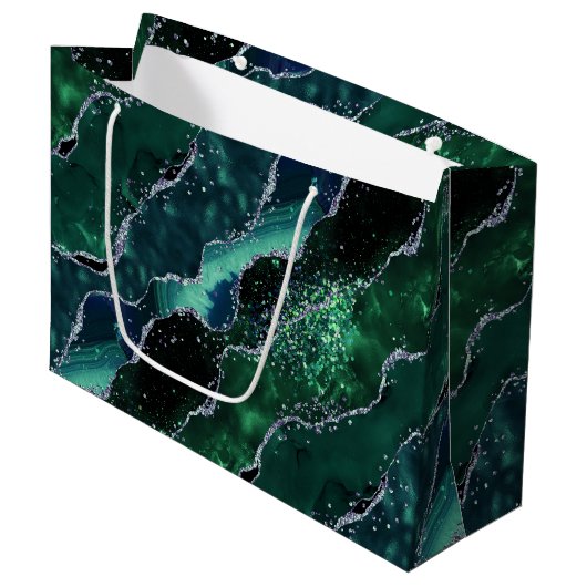 Luxe Edelsteen Smaragd Glitter Agaat Groot Cadeauzakje (Voorkant Gekanteld)