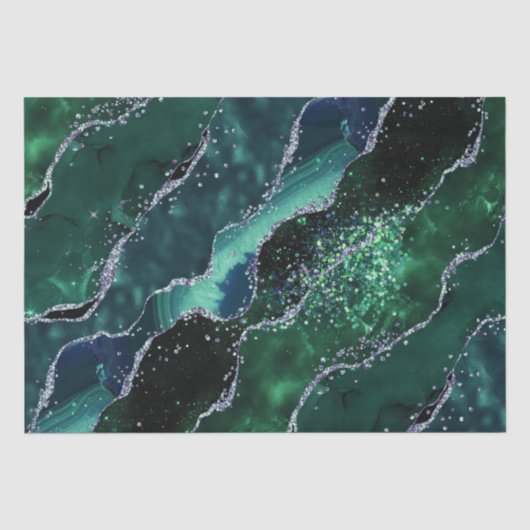 Luxe Edelsteen Smaragd Glitter Agaat Tissuepapier (Voorkant)
