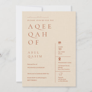 Luxe Editoriaal Beige Islamitische Aqeeqah Baby Jo Kaart