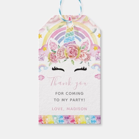 Luxe Eenhoorn Magische Verjaardag Persoonlijk Cadeaulabel (Voorkant)