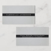 Luxe eenvoudig wit en zwart leder visitekaartje (Voorkant / Achterkant)