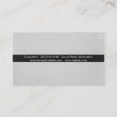 Luxe eenvoudig wit en zwart leder visitekaartje (Achterkant)