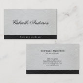 Luxe eenvoudig wit en zwart leder visitekaartje (Voorkant / Achterkant)