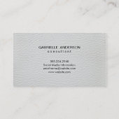 Luxe eenvoudig wit en zwart leder visitekaartje (Achterkant)