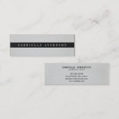 Luxe Eenvoudig Wit en Zwart Leer Mini Visitekaartje (Voorkant / Achterkant)