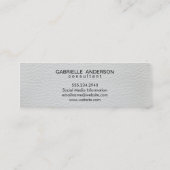 Luxe Eenvoudig Wit en Zwart Leer Mini Visitekaartje (Achterkant)